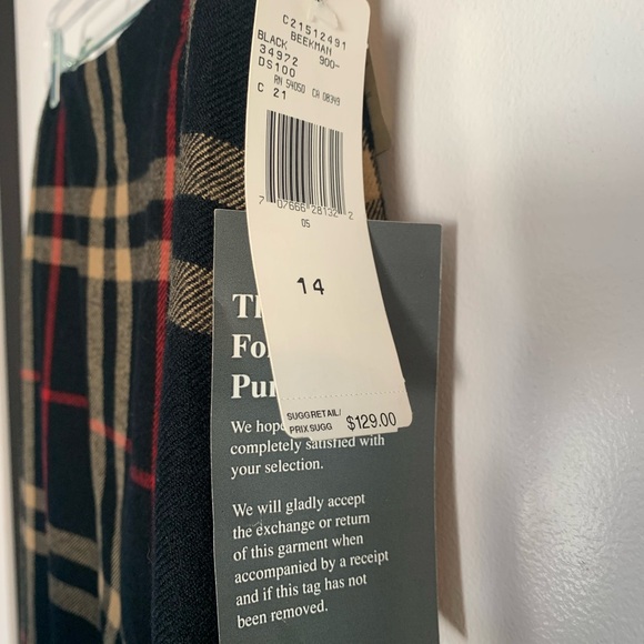 Jones NY NWT women’s black & gold plaid wool long skirt size 14 - Picture 5 of 7